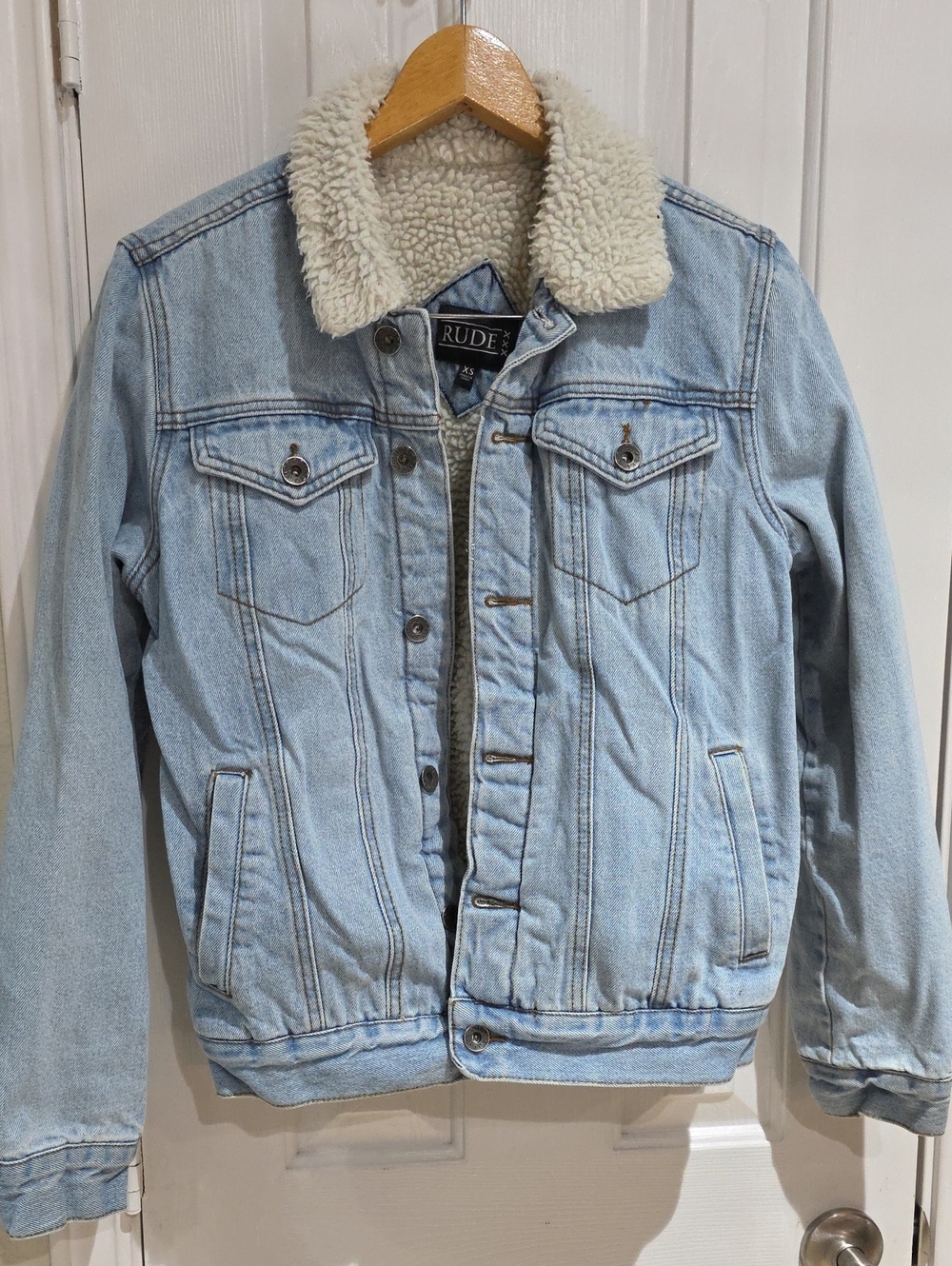 Rude Heritage Light Blue Sherpa-Lined Denim Jacket - Men